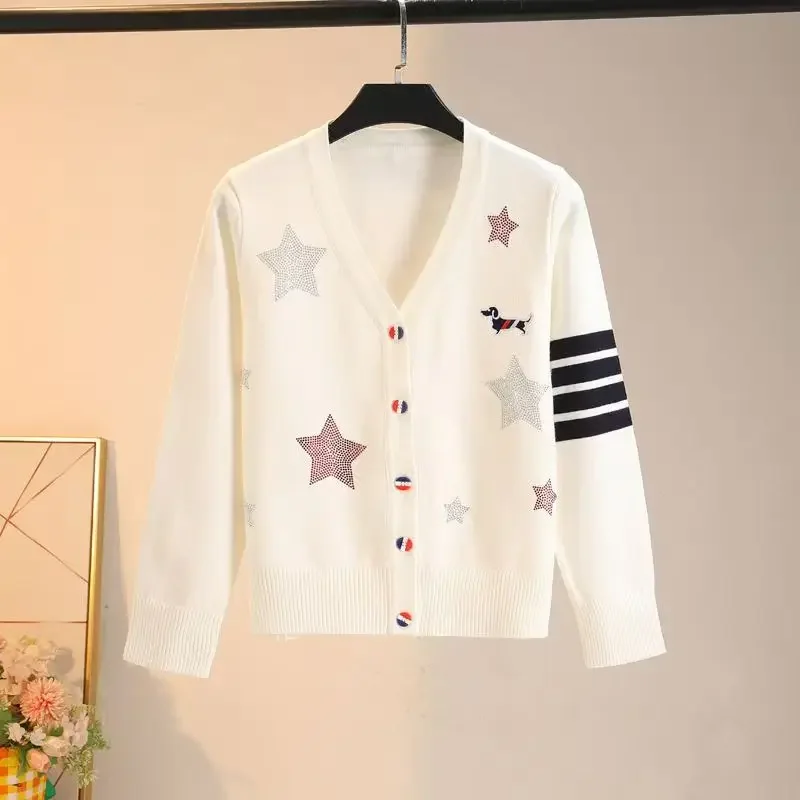 Женский темно-синий кардиган в консервативном стиле вязаный свитер женский