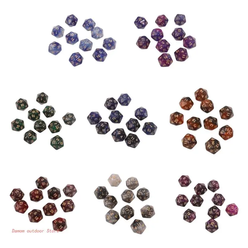 

10 Pieces 20-Sided Acrylic Set RPG Polyhedral Easy-to Read Numbers