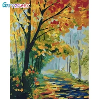 gatyztory diy pictures by number autumn kits home decor painting by numbers landscape drawing on canvas handpainted art gift