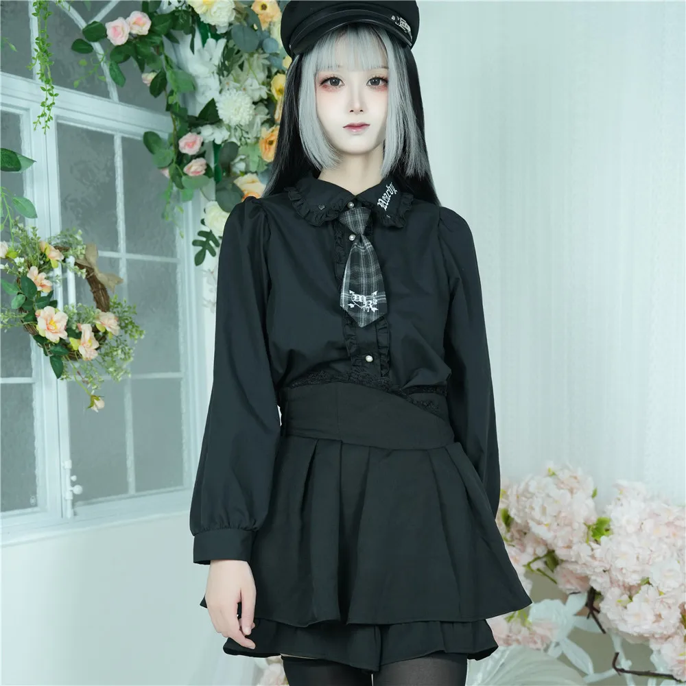 Женская кружевная мини-юбка Landmine черная короткая юбка с высокой талией в