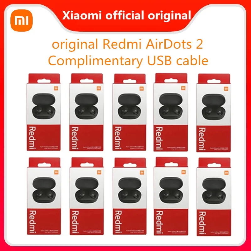 

6/10/20pcs Wholesale Original Xiaomi Redmi Airdots 2 Wireless Earphone Bluetooth Ai Control Earbuds Gaming Headset Free Shipping