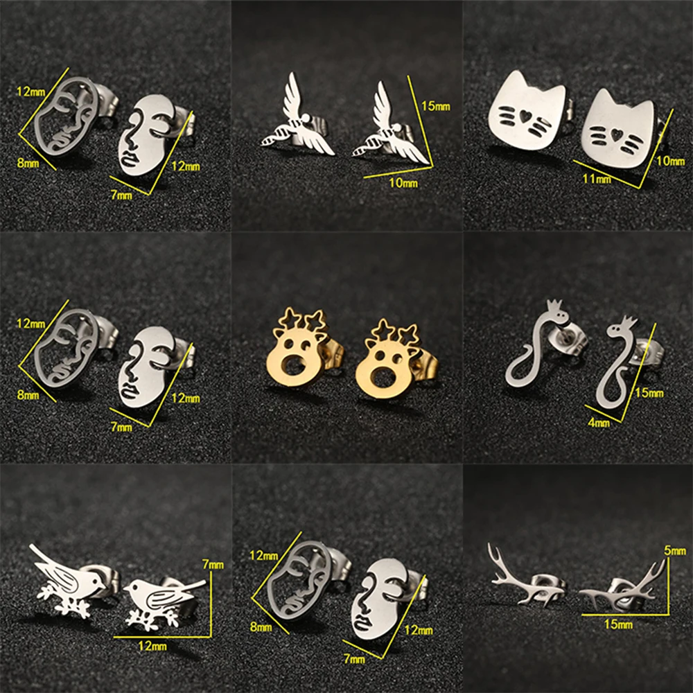 

Korean Version Of The Fashion Stainless Steel Mini Elk Stud Earrings Fashion Ladies Personality Everything Up Ear Studs