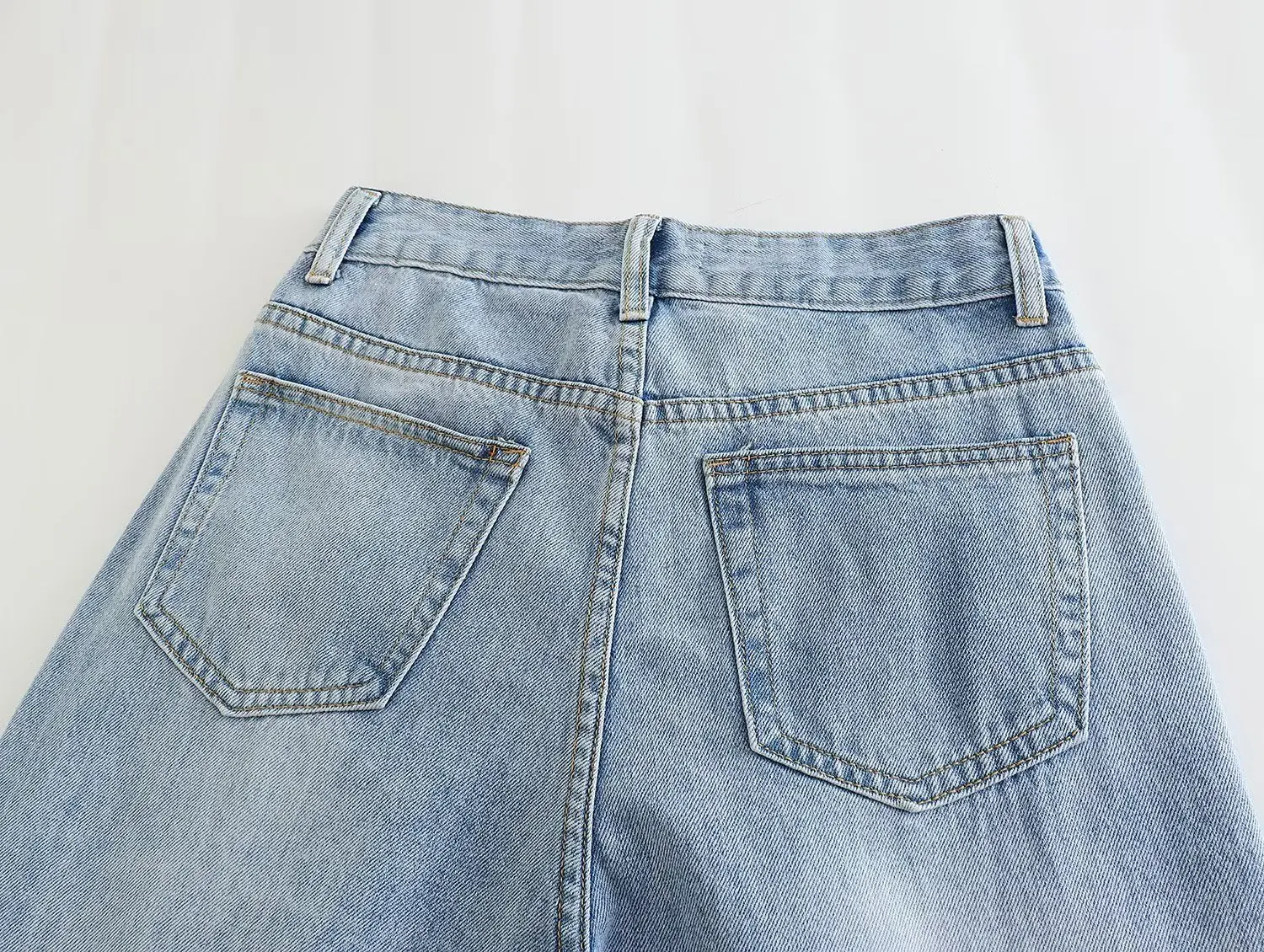 Jenny&Dave American Style Retro Girls Washed High Waist Loose Mom Jeans Fashion Blue Boyfriend Harem Jeans Women