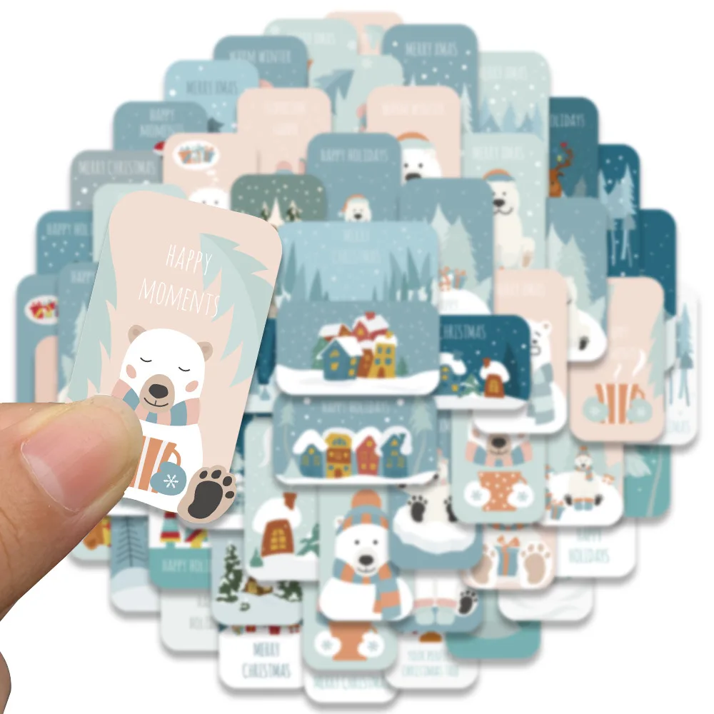 

57Pcs Warm Winter Bear Snow Decorative Stickers Winter Bear Forest Decorative Stickers Album Diary Hand Account Decor