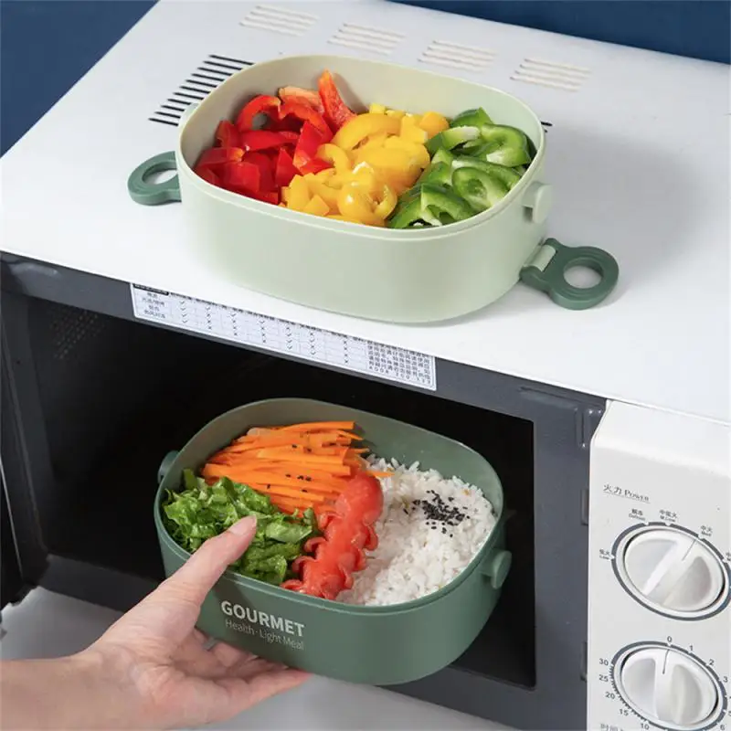 

Large Capacity Lunch Box Easy To Clean Safety No Smell Grid Food Grade Tight Buckle Portable Smooth More Convenient Double Layer