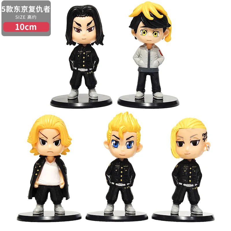 

10cm 5pcs Tokyo Revengers Figure Anime Action Figures Manjiro Sano Chifuyu Matsuno Takemichi Hanagaki Figurine Manga Figuras