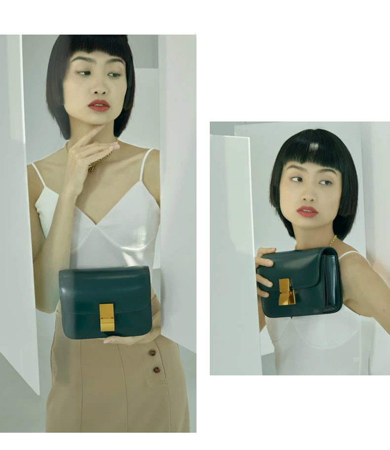 Luxury and trendy high-end texture shoulder bag, tofu bag, fashionable retro leather, versatile diagonal cross small square bag