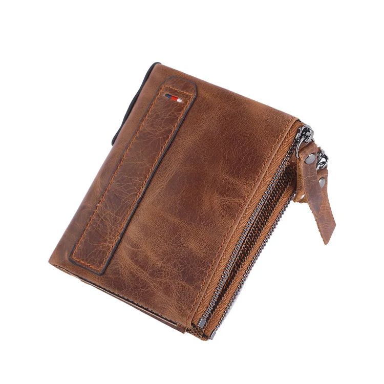 

Money Bag Wallet Male Men's Coin Purse Wallet RFID Blocking Man Leather Wallet Zipper Card Holder ID Vintage Tarjetero Carteras