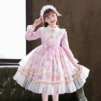 genuine lolita princess dress girls spring long sleeved lolita skirt childrens dress spring and autumn