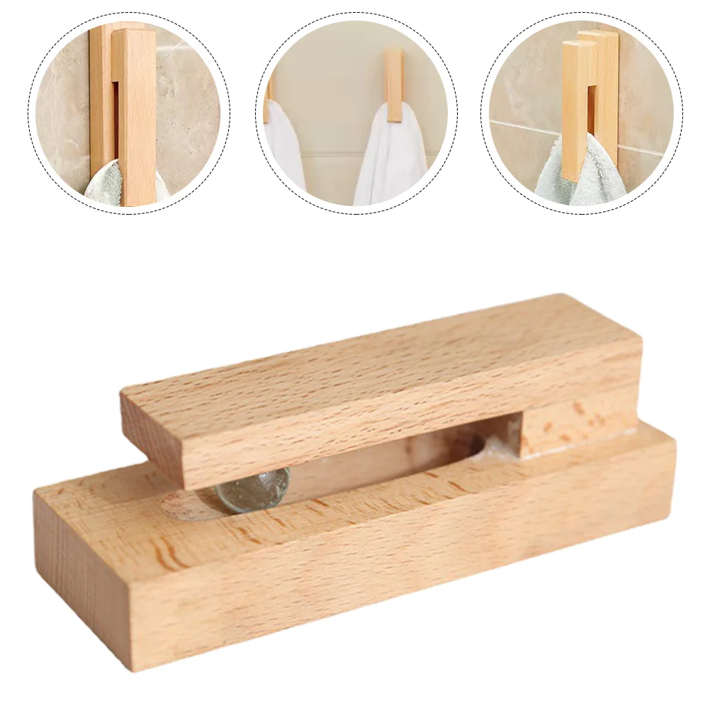 

Towel Hook Hooks Wall Bathroom Woodenhanger Rack Coat Mounted Towels Holder Wood Clip Adhesive Self Racks Decorative Key Hanging