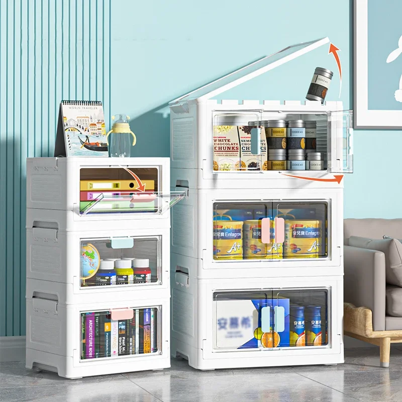 

Transparent Large Capacity Folding Storage Sundries Toys Boxes Home Bedroom Clothes Organizer Bedside Table Space Saver Storage