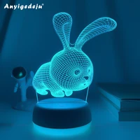 3d lamp rabbit baby night lights color changing usb battery nightlight for kids child girl bedroom decor bunny night lamp gifts