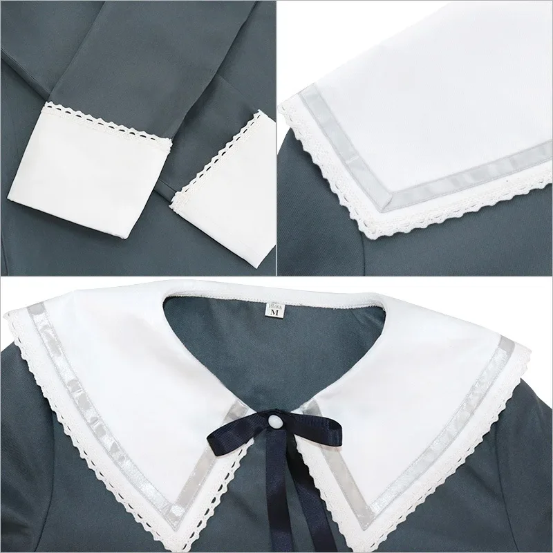 Anime Wonder Egg Priority Neiru Aonuma Cosplay Costume Long Sleeve Gray Dress Wig Braid Halloween Party Women