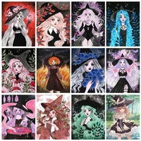 5d diy girl portrait diamond painting full square round drill diamond embroidery cross stitch cartoon witch character wall art