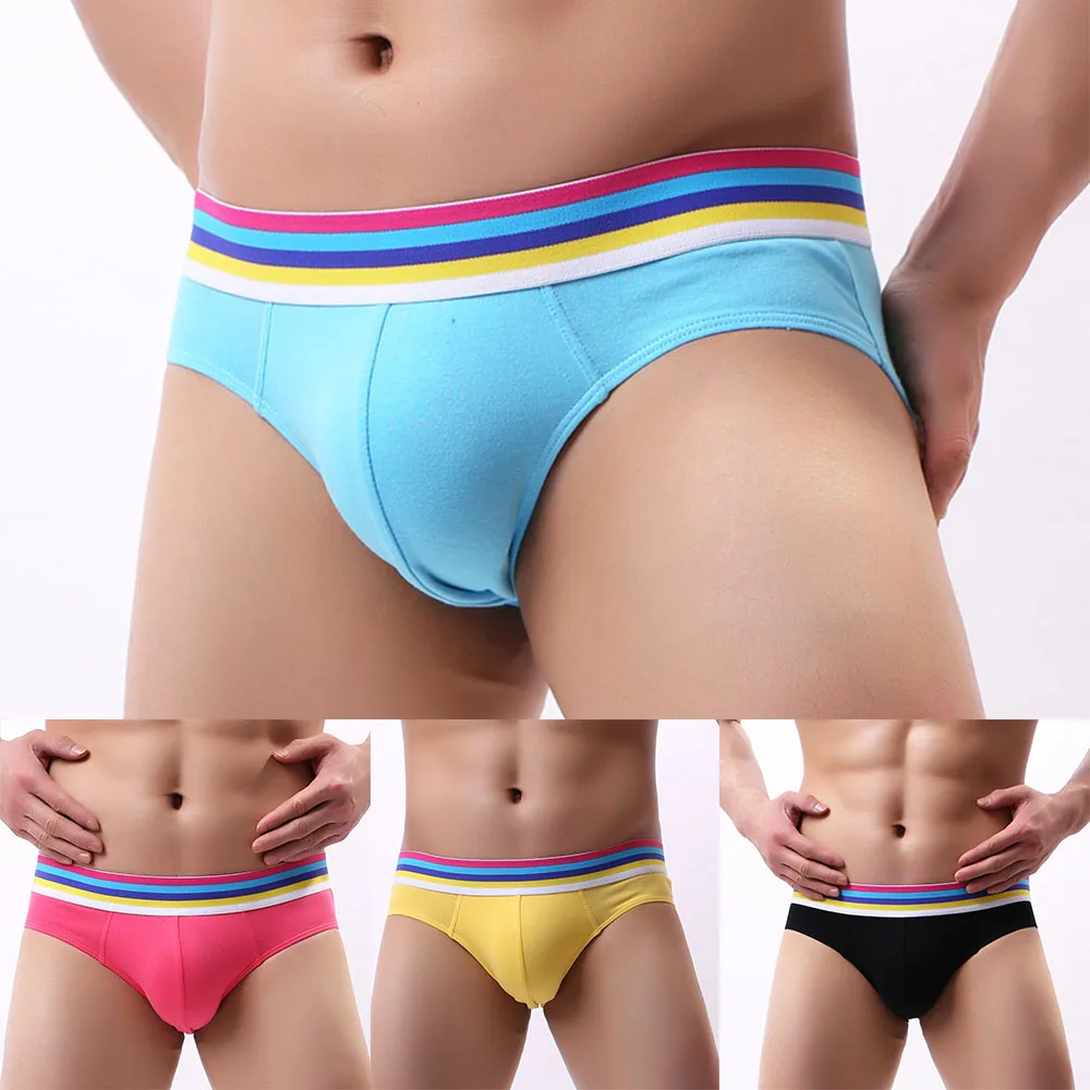 

Mens Classic Cotton Sexy Briefs Low Waist Briefs Colorful Belt Panties Bulge Pouch Thongs Underwear Skinny Seamless Trunks Cueca
