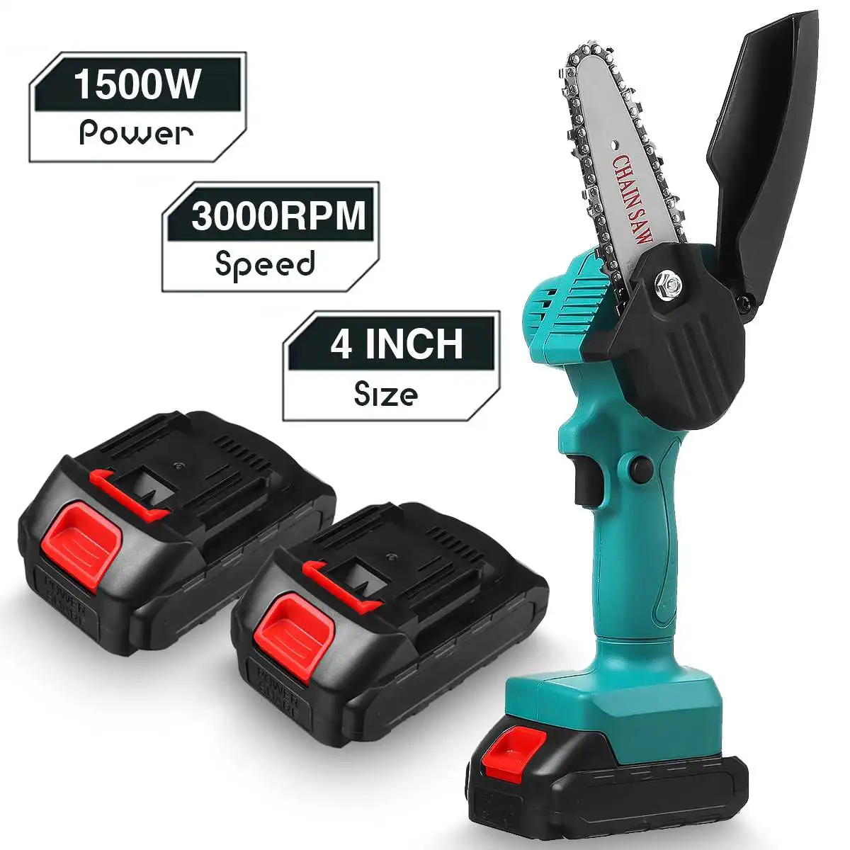 

1500W Electric Chain Saw 88VF 4 Inch Mini Chainsaw Rechargeable Wood Cutter Pruning Garden Power Tool For Makita 18V Battery