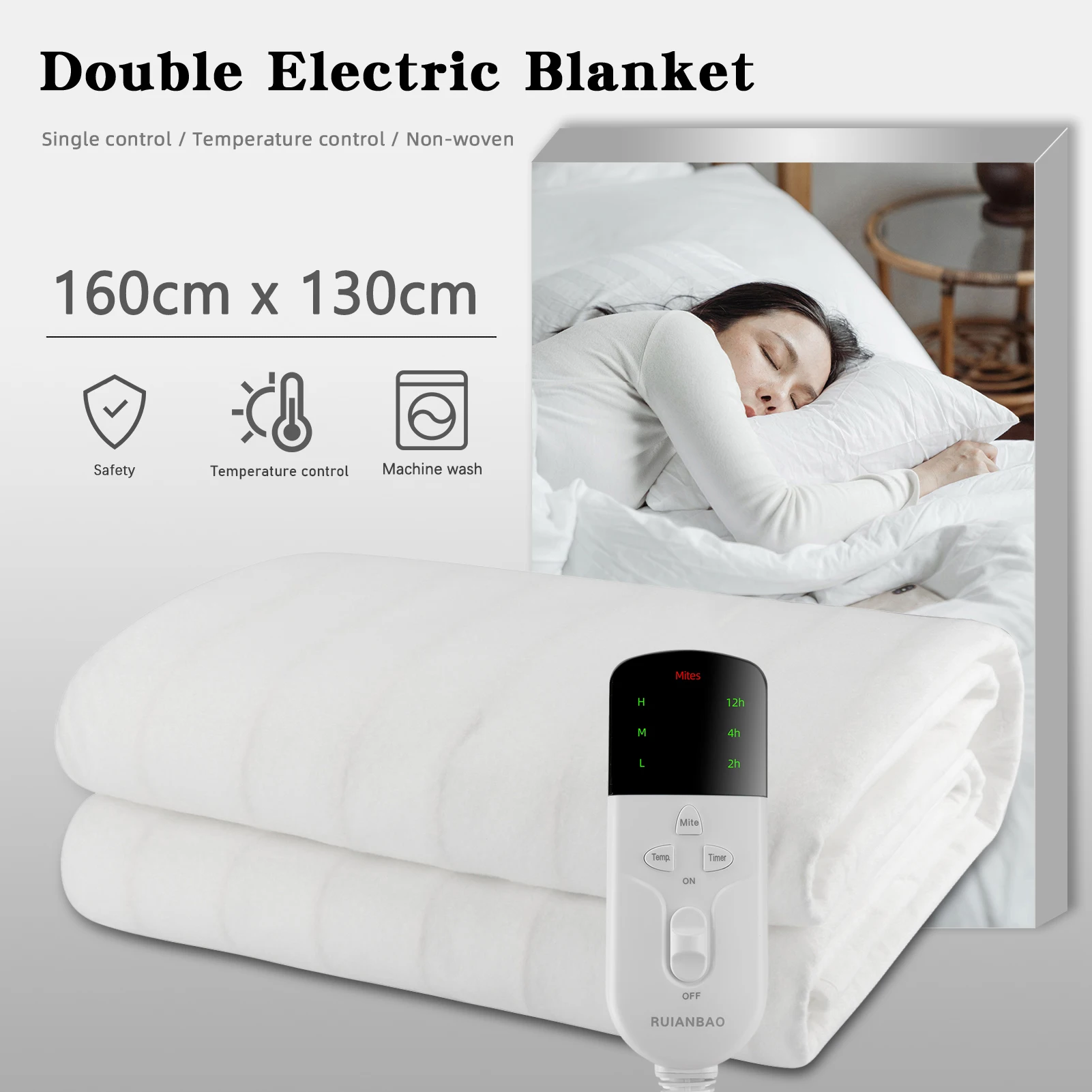 Rainbow RUIANBAO 160*130CM Large Double Electric Blanket Pad Heating Bed Mat Electric Underblanket CE Certification 230V EU Plug