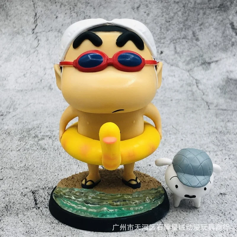 

Swimming Ring Crayon Shin-chan Anime Figure Little Yellow Duck Action Figures Cute Doll Model Ornament Kids Toys