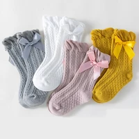 boys and girls baby autumn and winter middle tube floor anti slip bow stockings pure cotton newborn spring stockings