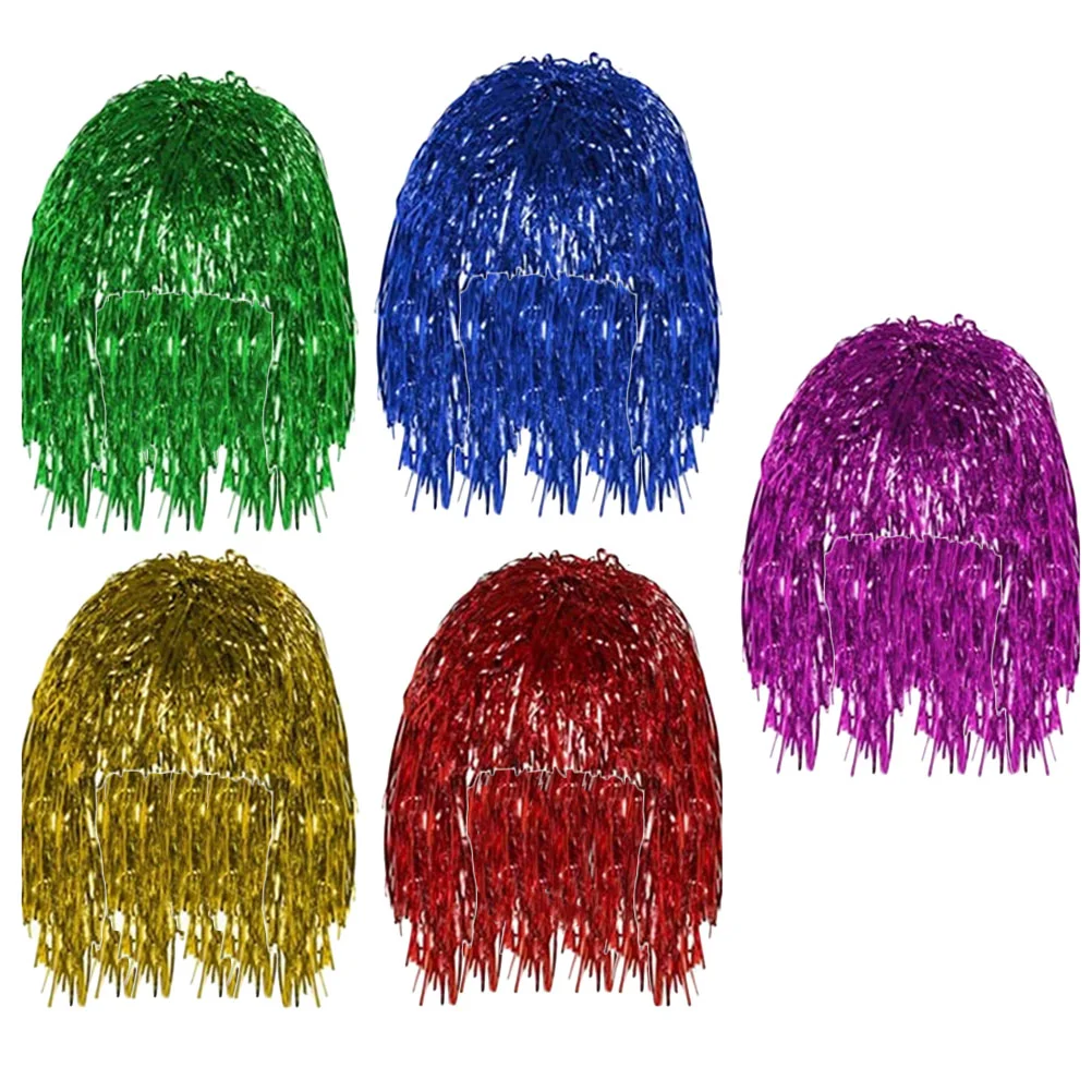 

5 Pcs Charming Hair Wigs Flash Party Holiday Colorful Foil Tinsel Cosplay Plastic Fake Shiny