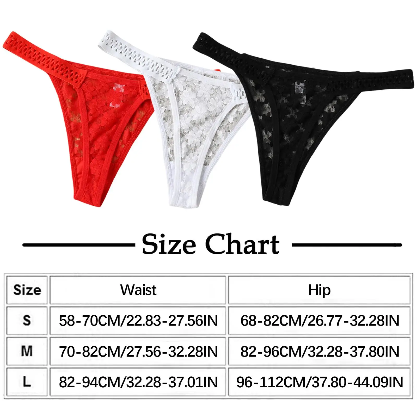 

3 Pieces Women Transparent Low Waist Mesh T-Back for Female