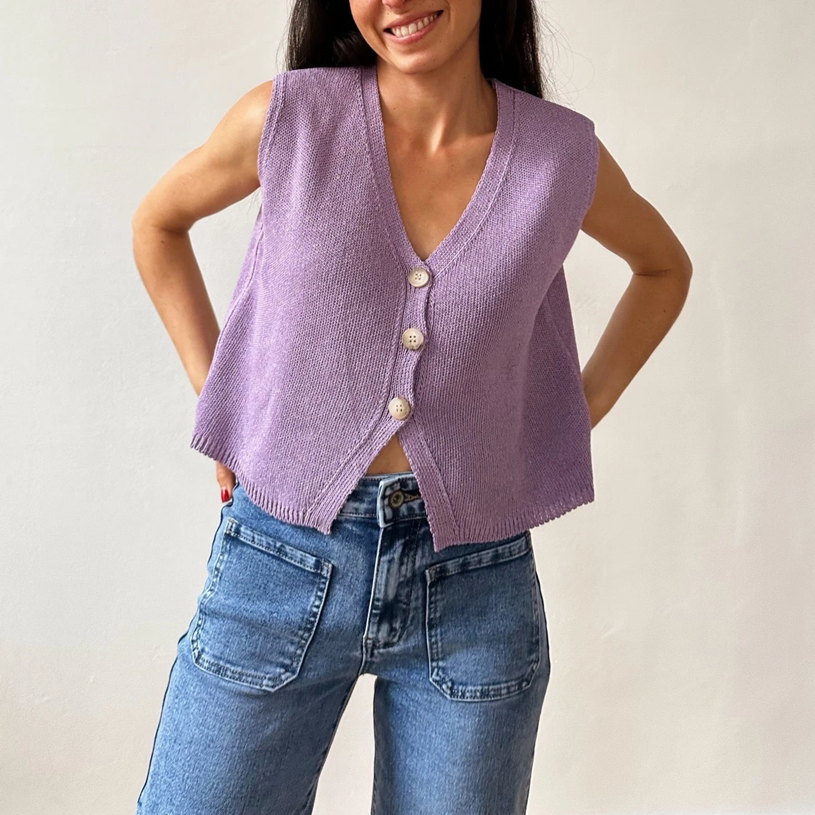 Hirigin женский вязаный жилет на пуговицах Y2k повседневный свободный крой без