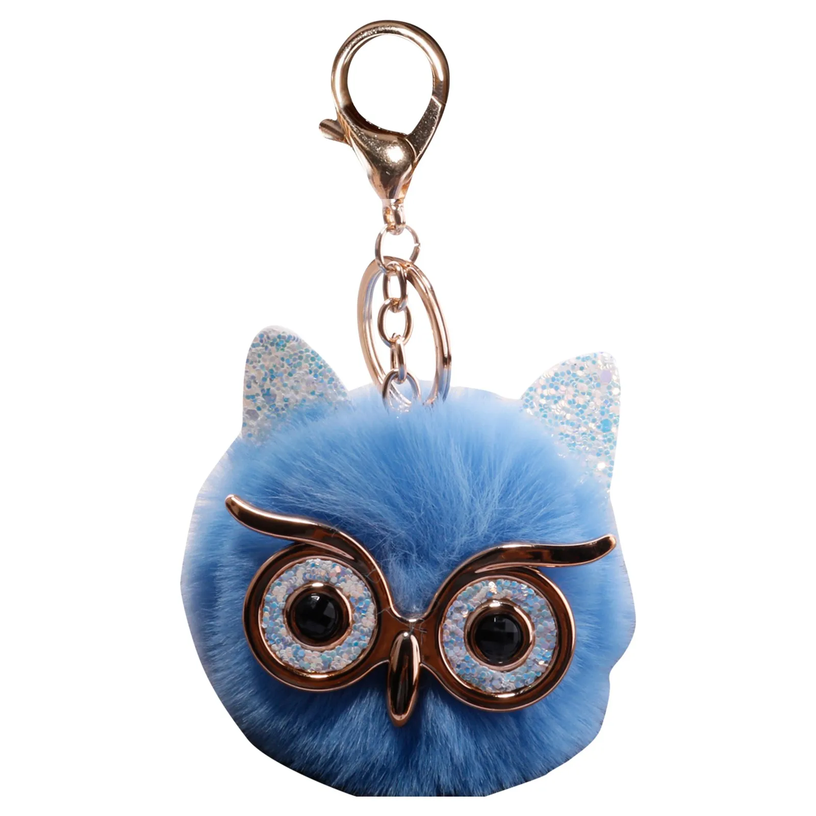 Cartoon Plush Owl Keychain With Sequin Girls Backpack Ornaments Fashion Soft Fluffy Pompom Animal Key Rings For Grils Gifts Cute