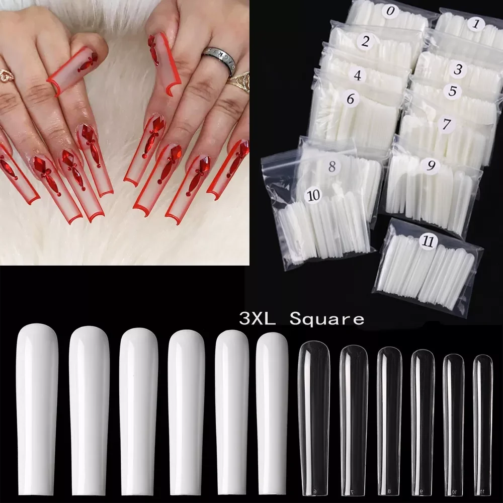 

Конические Квадратные прозрачные накладные ногти 3XL с полным покрытием-120 шт.-нажимные ногти-аксессуары для маникюра-искусственные сверхдл...