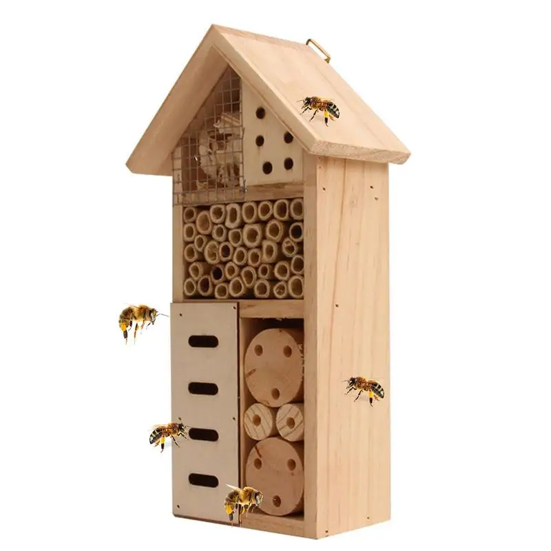 

Durable Insect Bee House Honey Tools Wooden Insect Bee House Wood Room Hotel Shelter Garden Decoration Nests Box Bee House