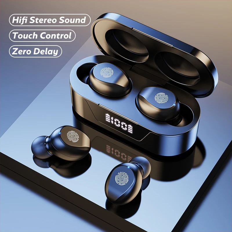 

Wireless Headphones with Microphones TWS Earphone Bluetooth 5.1 IPX5 Waterproof Noise Cancelling Bluetooth Headset Type C Charge