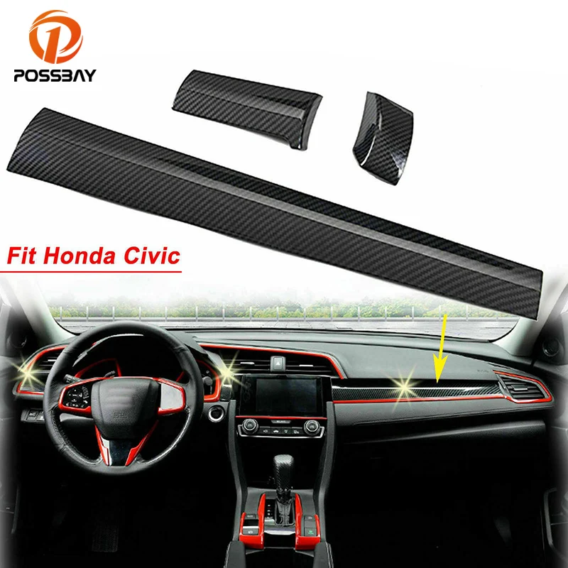 

3 шт., наклейки для панели приборной панели автомобиля Honda Civic 10 поколения 2016-2021