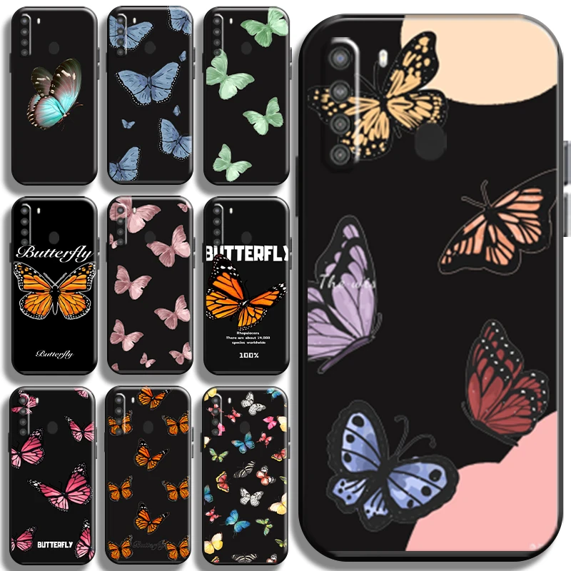 

Simplicity Pretty Butterfly For Samsung Galaxy A21 A21S Phone Case Cover Liquid Silicon Black Carcasa Shell Soft TPU