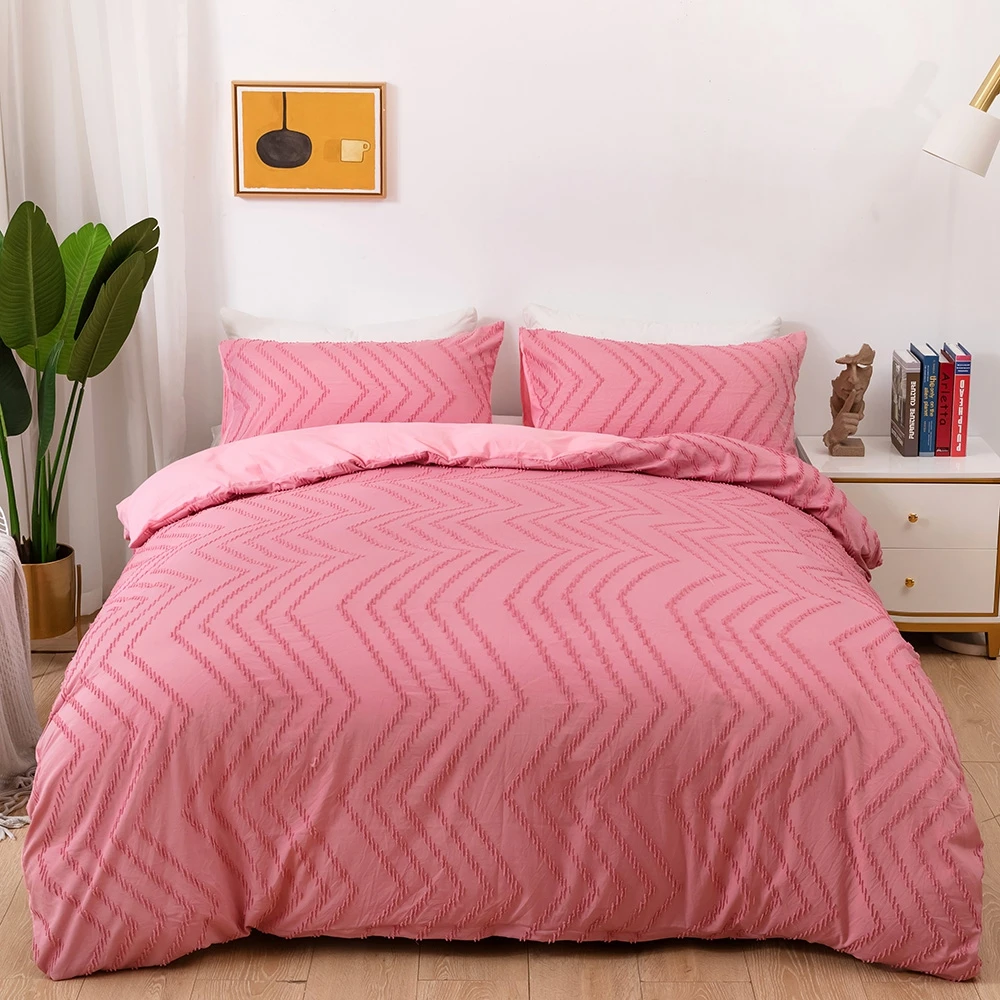 

Evich Comforter Bedding Set Polyester Red Color Wavy Pattern Single and Double Queen Size High Quality Bed Linens Pillowcase
