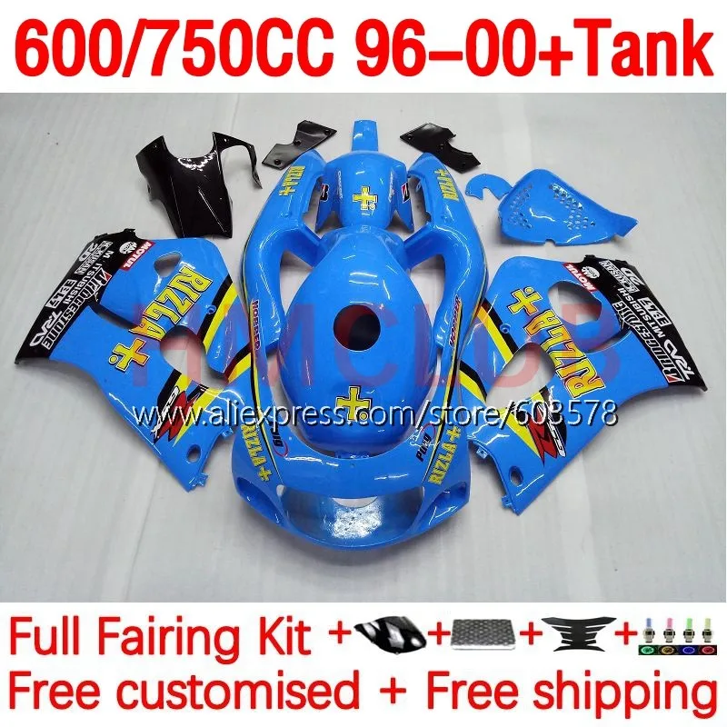 

Tank For SUZUKI SRAD GSXR750 GSXR 750 600 GSXR600 96 97 98 99 00 GSX-R600 1996 1997 1998 1999 2000 RIZLA blue Fairing 180No.10