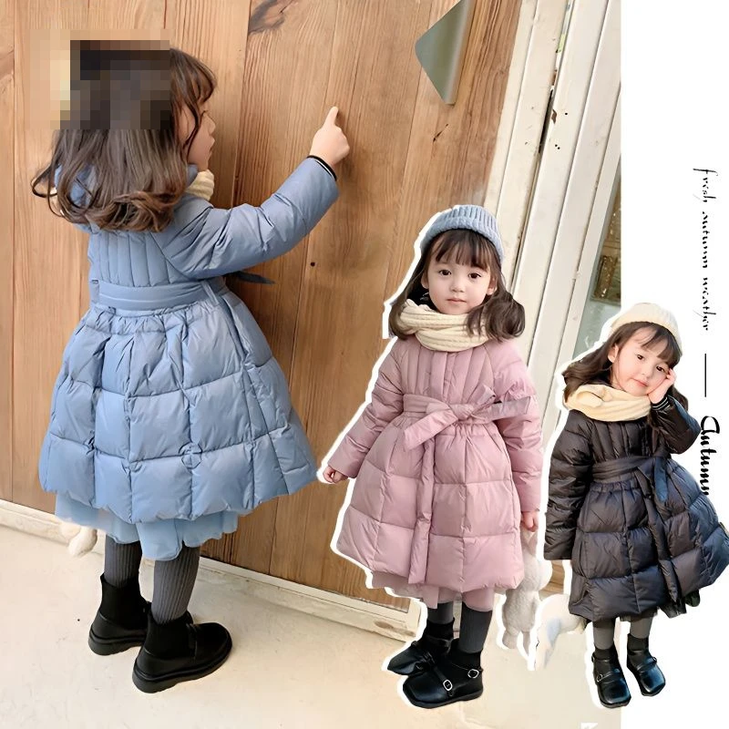 

Fashion Baby Boys Girl Cotton Padded Jacket Winter Child Waist Belt Coat for Girls Warm Outwear Long Baby Clothes 2-10Y Q712