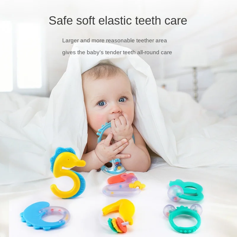 

Montessori Silicone Teethers Baby Toys 0 12 Months Newborns Sound Rattles Toys for Babies 0 3 Months Mobile Cribs Children Games