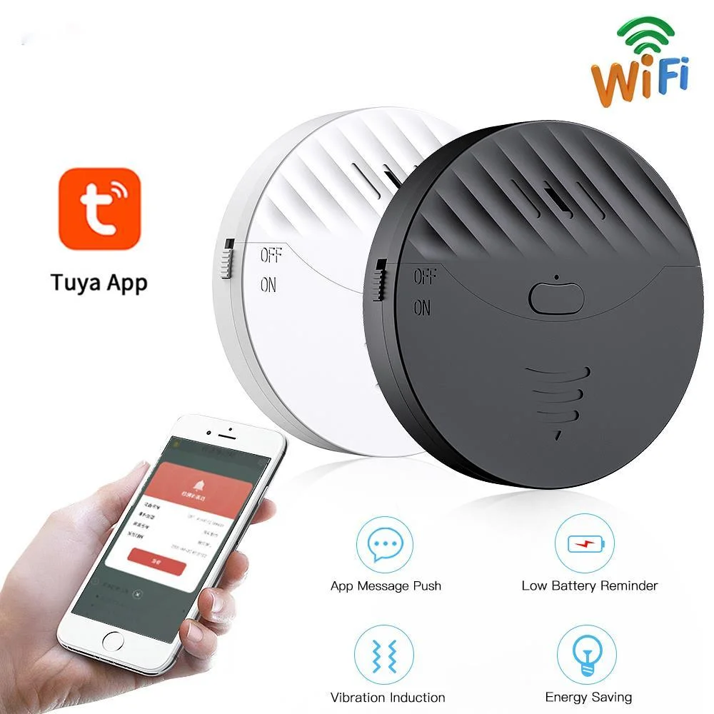 

lieve Tuya WiFi Vibration Sensor Alarm Window Door Wireless Vibration Detector 130dB Sound For Home Security Anti Theft System