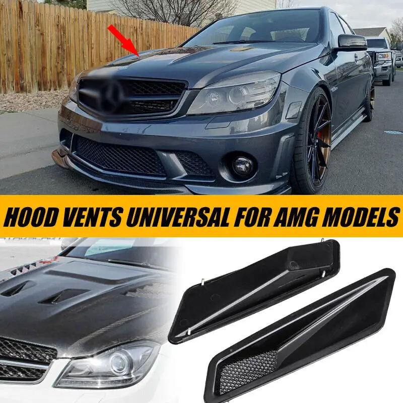 

Глянцевая черная насадка на капот двигателя из углеродного волокна, вентиляционные жалюзи для Mercedes Benz W204 C63 W205 W207 W212 W213 Для AMG Sedan