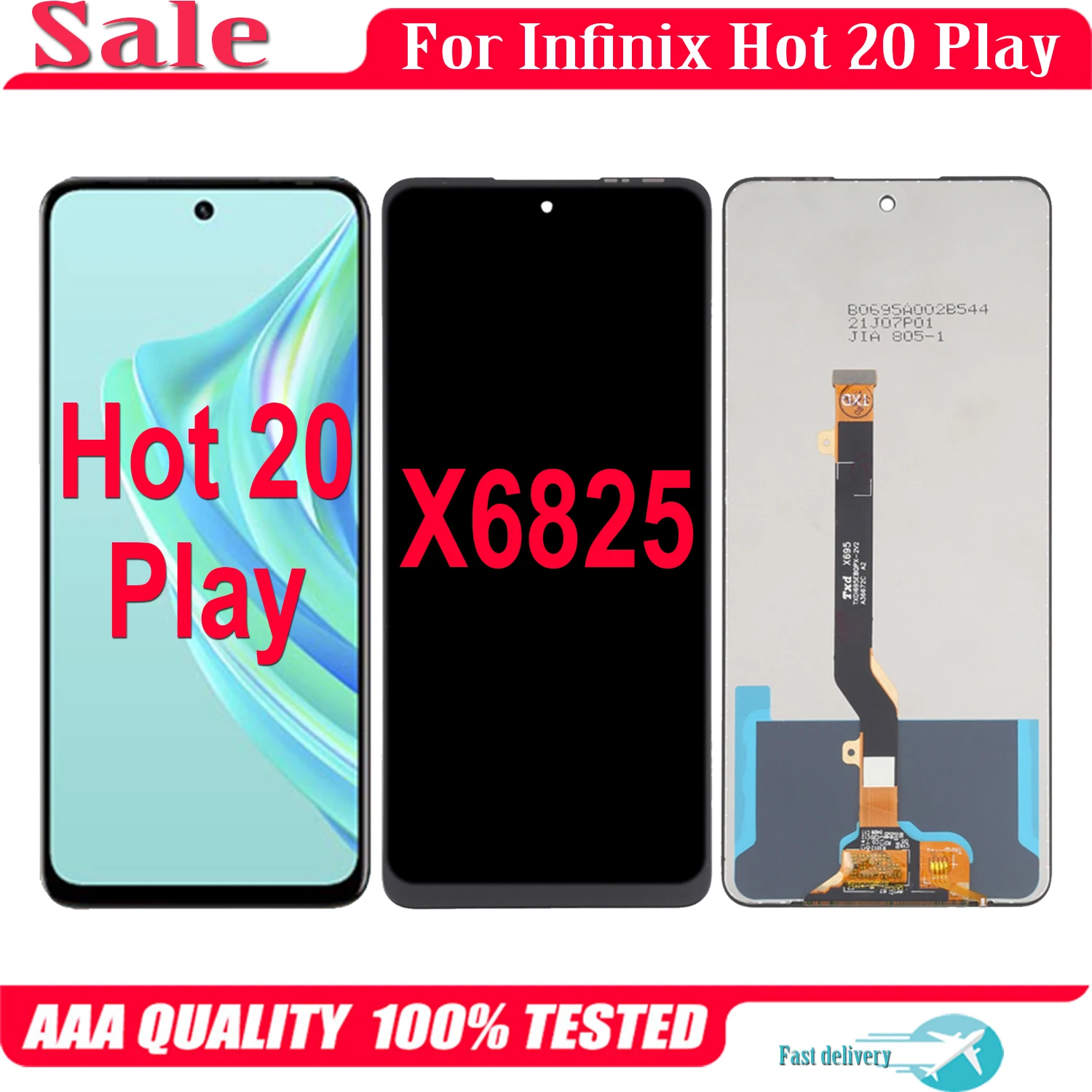 

6,82 ''оригинальный для Infinix Hot 20 Play 20 Play X6825 ЖК-дисплей кодирующий преобразователь сенсорного экрана в сборе для Infinix Hot20Play LCD