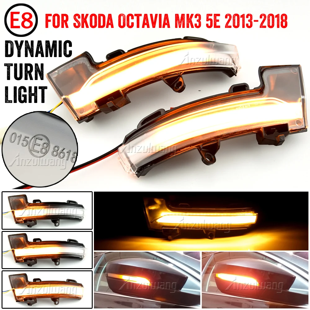 

For Skoda Octavia Mk3 A7 5E Dynamic LED Turn Signal Blinker Mirror flasher Light 2014 2015 2016 2017 2018 2019