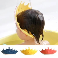 adjustable baby shower shampoo cap crown shape wash hair shield hat for baby ear protection safe children shower head cover