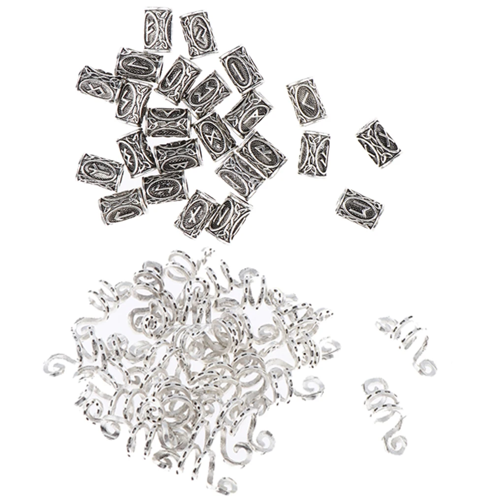

MagiDeal 54pcs Metal Alloy Dreadlock Hair Beads Hair Braids Ring Cuff Beard Pendant Decorations DIY Crafts Accessories