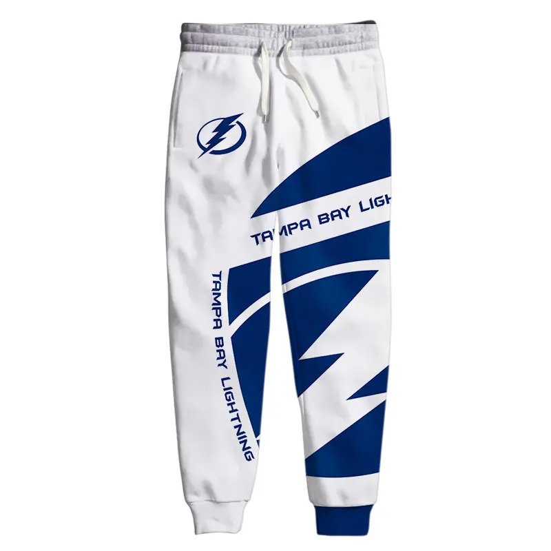 

Tampa Bay men's casual pants White blue stitching geometric pattern printing Lightning Sweatpants