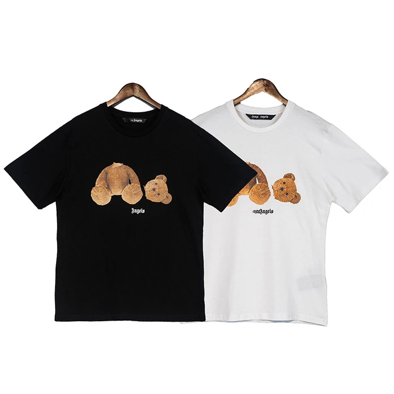 

Men Original T Shirt Letter Logo Unisex Mend Women Couple Cotton Short Sleeve Round Neck T-shirts New Bear Print Boyfriend Gift