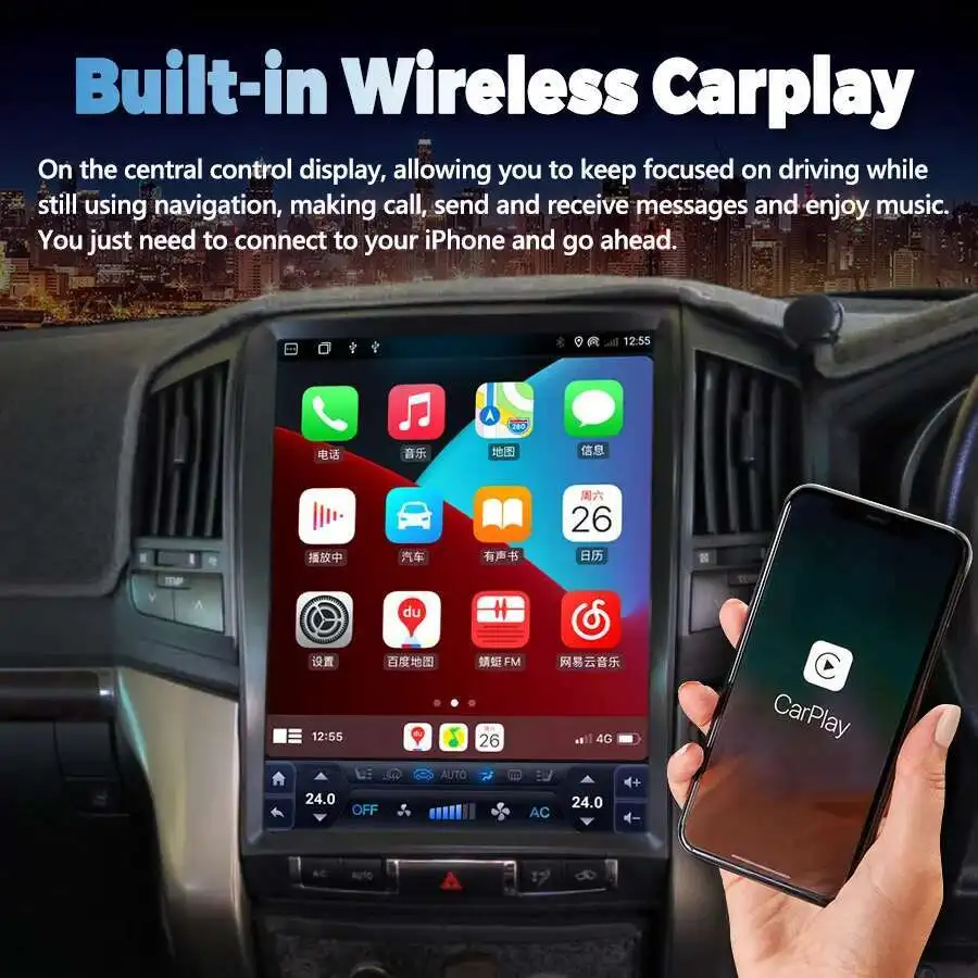 Фото Автомобильный видеоплеер Android 14, экран, радио для Toyota Land Cruiser 200 LC200 2012-2008, IPS-экран, навигатор, мультимедиа, 15,6 дюйма №4