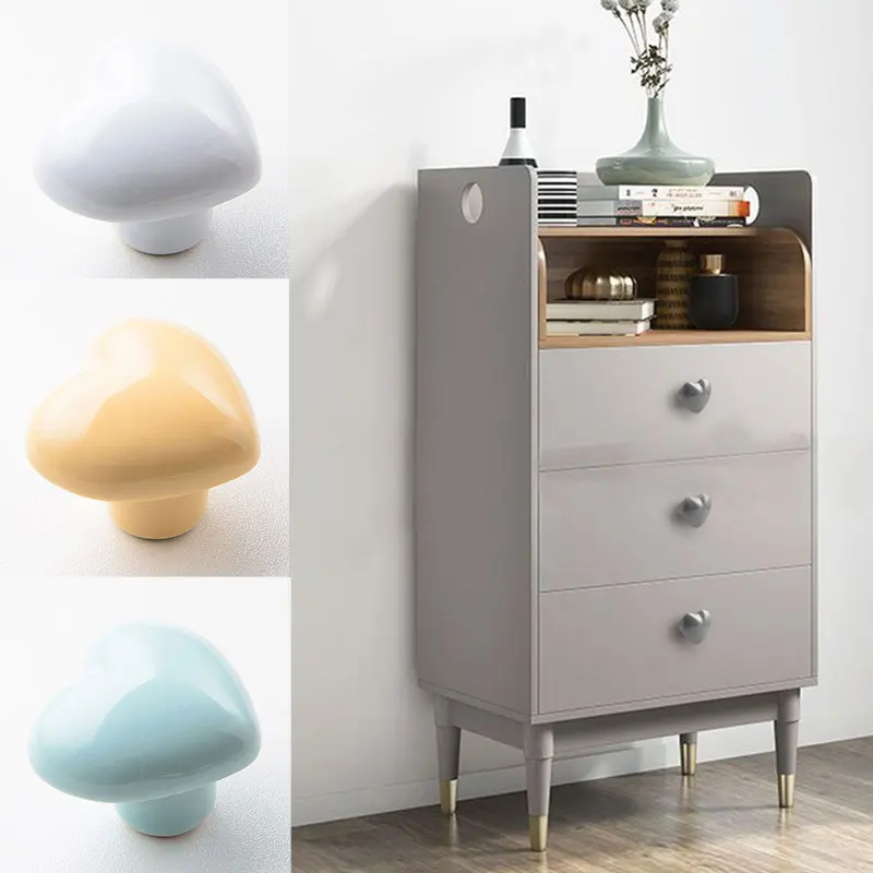 

Colorful Single-hole Heart Drawer Handle Cartoon Ceramic Hand-in-hand Wardrobe Door Furniture Handle Children's Room Knobs