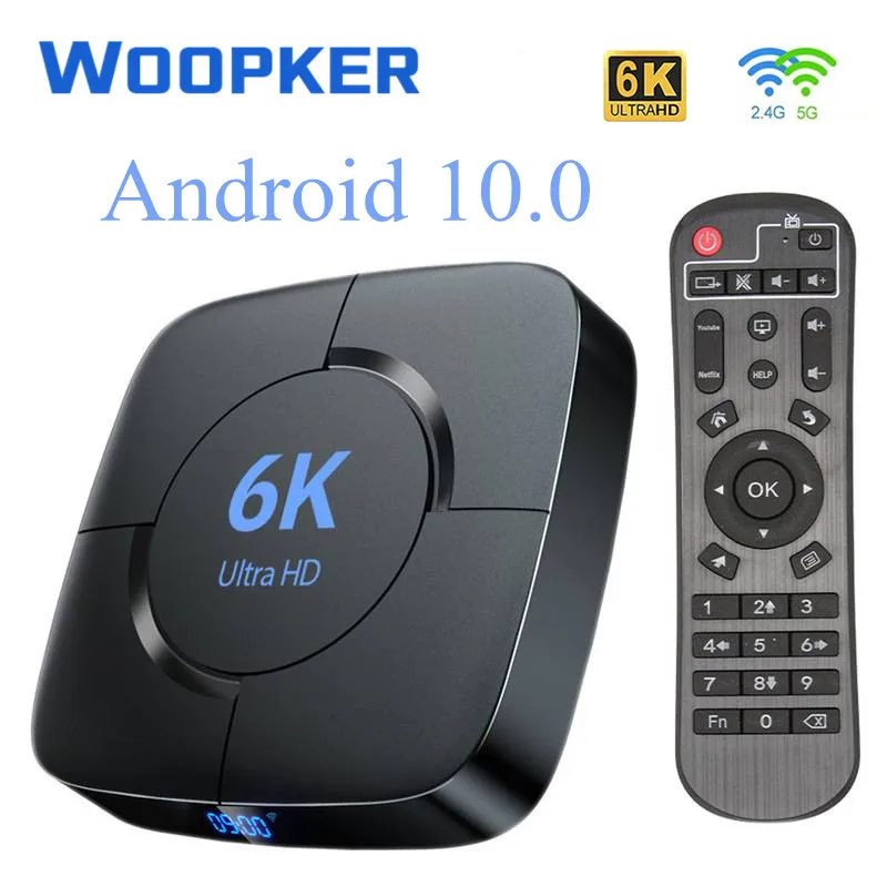 ТВ-приставка Woopker 6K Android 10 0 голосовое управление 2 4/5 8 ГГц Wifi 3D Ultra HD медиаплеер 4 Гб