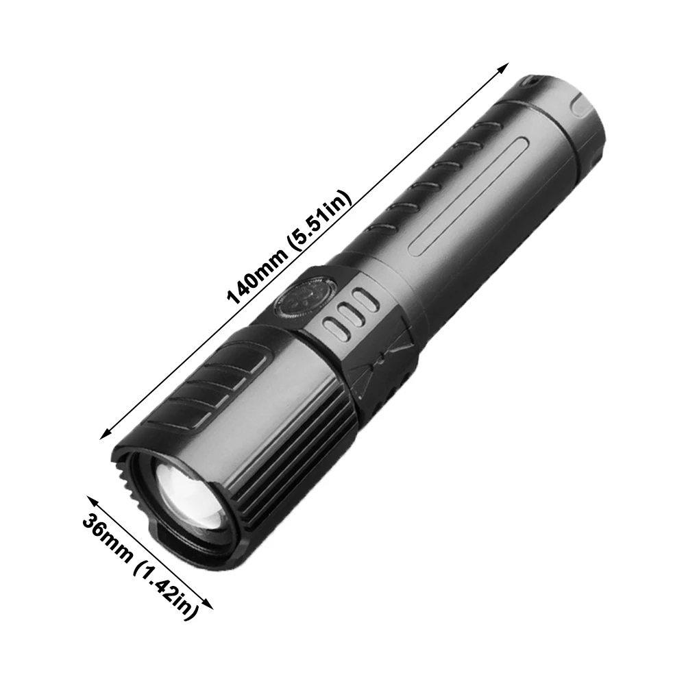 Светодиодный ручной фонарь типа C с зарядкой через USB телескопический