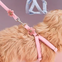 cute dog traction rope vest flower pet traction rope can adjust small dog chest strap dog leash pet leashes pet walking