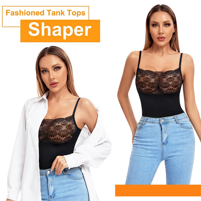 Slimming Cami Shapewear Sexy Lace Tank Tops for Women Tummy Control Seamless Camisole Smooth Body Shaper Casual Vest Undershirt